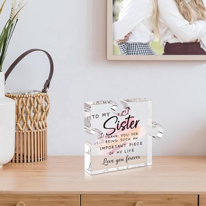 LukieJac acrílico en forma de rompecabezas placa decoraciones de escritorio hermana única cumpleaños boda presente hermana regalos estantes de exhibición - Product Image 4