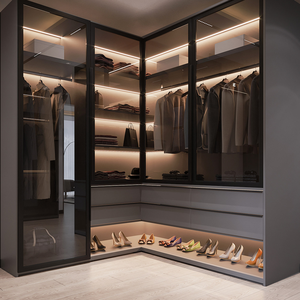 <span class=keywords><strong>Armoire</strong></span> de luxe de haute qualité avec éclairage LED, <span class=keywords><strong>armoire</strong></span> modulaire personnalisée moderne avec porte en verre, vente en gros d'usine - Product Image 2