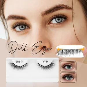 Hollyren dehnbare elastische Band-Falschwimpern 14mm Falsche 3d-Mink-Wimpern Großhandel vollstreifen-Wimpern