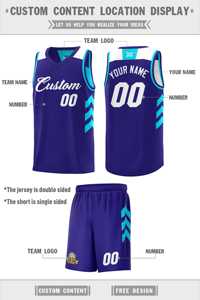 Maillot de basket-ball personnalisé violet aqua double face - Product Image 2