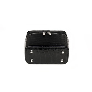 Trousse de Maquillage ZENOS Noire Effet Croco, Taille Moyenne, Fermeture Éclair, Poignée Souple Élégante, Sac de Maquillage Portable - Product Image 5