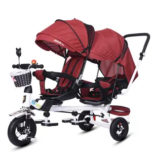 Penjualan Terbaik Kereta Dorong Bayi Sepeda Roda Tiga Anak Kursi Ganda untuk Kembar