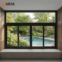 Ventana Corredera de Aluminio con Vidrio Fijo Superior Panorámico, Vidrio Templado Transparente, Diseño Minimalista y Delgado, con Bloqueo Automático