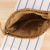 Sac bandoulière en paille tressée à pompons creux du Maroc, fait main, pour vacances d'été et plage, sac à téléphone au crochet