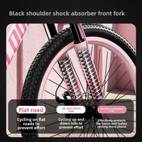 Vélo de montagne pour femmes adultes, 24 vitesses, fourche à ressort, freins à disque doubles, absorption des chocs, roues de 24 pouces, cadre en acier à haute teneur en carbone