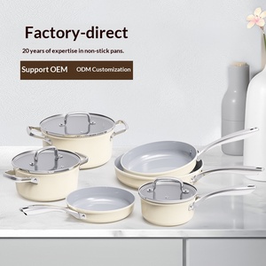 Ensemble d'ustensiles de cuisine antiadhésifs : poêle à frire, marmite, <span class=keywords><strong>casserole</strong></span> à lait, fond en céramique antiadhésif, couvercle en verre, <span class=keywords><strong>kit</strong></span> en aluminium moulé sous pression - Product Image 1
