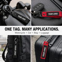 Porte-clés personnalisé avec logo, cordon de poignet, étiquette tissée brodée pour clés de moto, de voiture, sacs, bagages avec fermoir pivotant
