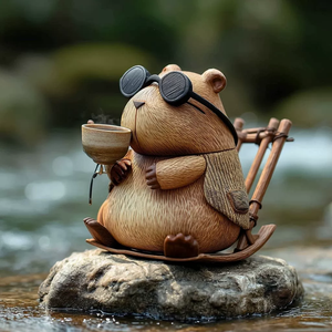 Adorno de Escritorio de Madera con Forma de Capibara, Alivia el Estrés, Decoración para Oficina y Pequeño Regalo para Salas de Té - Product Image 1