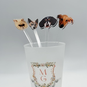 Agitadores de cóctel de fiesta acrílicos con logotipo personalizado Agitadores de bebidas para mascotas para bodas - Product Image 1