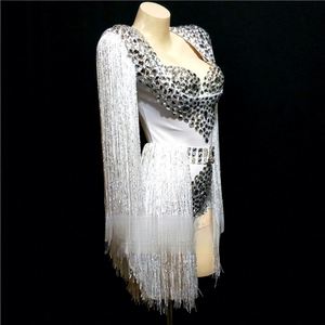 Traje de una pieza moderno para mujer, para discoteca, presentadora, pasarela, Gogo, con borlas, cosido a mano, de poliéster/raion, para escenario. - Product Image 6