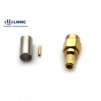 Precio de fábrica, Conector de crimpado de enchufe para Cable RG58, cable conector macho RP SMA
