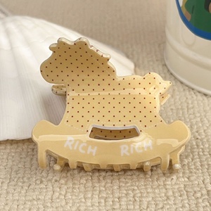 2026 Year New Style Horse PVC Hair Claw Customizable Geometric Hair Accessories Sweet Stripes Hair Clip for Teenagers - Product Image 4