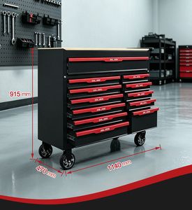Coffre à outils roulant à 12 tiroirs, robuste, capacité de 300 kg, dessus en bois, pour <span class=keywords><strong>garage</strong></span>, atelier, réparation automobile - Product Image 5