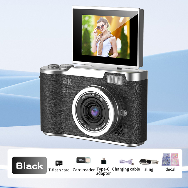 4K Ultra HD Retro CCD Camera Vintage Digital Camera Student Entry Level Portable Vlog Camera Teens Beginners Travel Campus 8X