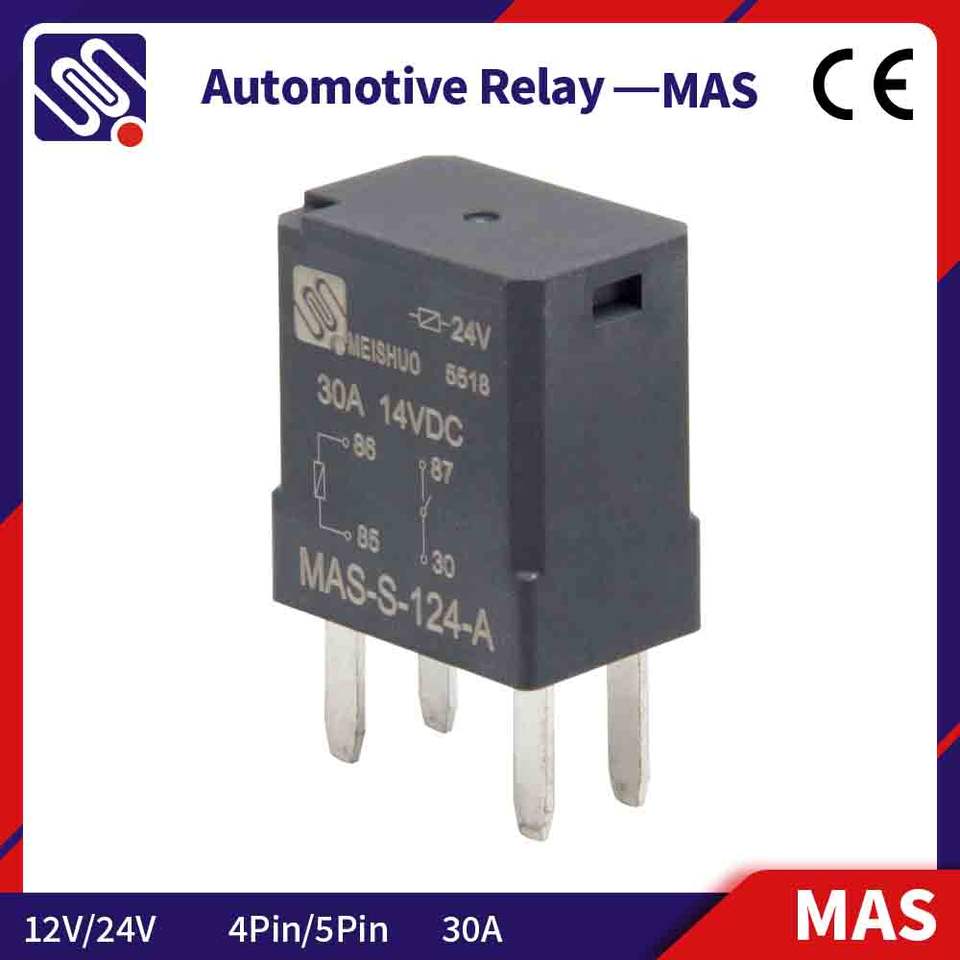 Meishuo MAS-S-124-A 12v 30a 4 Pin Car Auto Mini Relay 24v 20/30a Automotive Rele Auto Parts