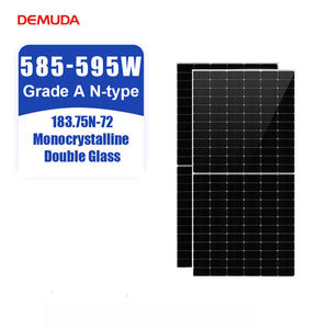 แผงโซลาร์เซลล์ Demuda Jinko Trina แบบกระจกสองชั้น กันน้ำ 600W 590w 595w 182 มม. โมโนคริสตัลไลน์ โมโนโมดูล แบบสองหน้า REPC ฮาล์ฟเซลล์ - Product Image 1