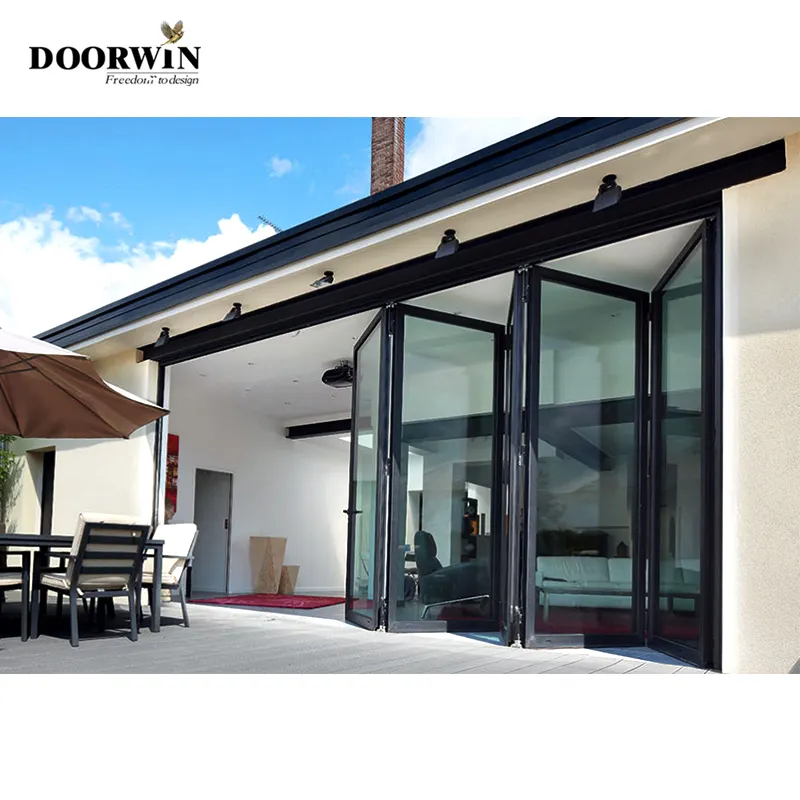 Doorwin最も人気のあるサーマルブレイクアルミニウム窓防音二重ガラスヘビーデューティー二つ折りドア
