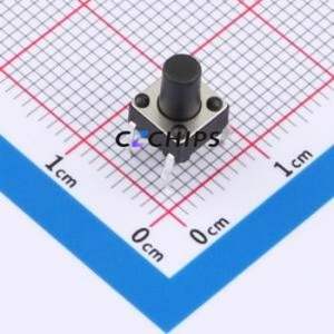 TSA06131-085B332BA Tactile Switch Through hole-4P,6.1x6.1mm Switch Single Pole Single Throw Round Button 1.8N 6.1mm - Product Image 1