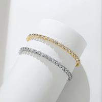 Mode Bracelet Tennis Plaqué Or 18K Laiton Diamant de Laboratoire Zircon Moissanite Bijoux Femme Homme 3mm 4mm 5mm