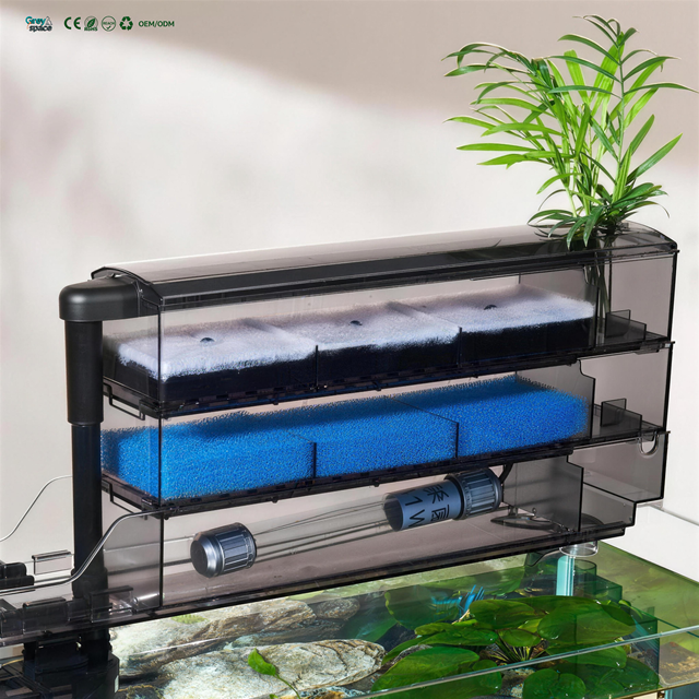Premium 3 in 1 Hang on Aquarium Filter Low Noise Water Cycle Fish Tank Hanging External Top Filter Box for Fish Tank