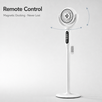 Ventilateur sur pied rechargeable en plastique 2026 avec télécommande, veilleuse LED, 12000 mAh, Type C, oscillant, pour l'été, la maison et l'extérieur