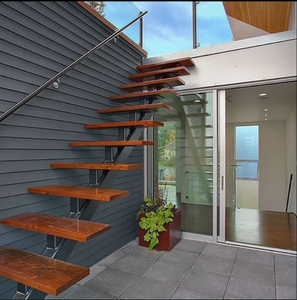 <span class=keywords><strong>Escaleras</strong></span> Rectas de Alta Calidad con Barandilla de Vidrio Templado de Seguridad, Escalones de Madera, Diseño de Escalera Recta Personalizable - Product Image 4