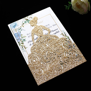 Vàng sang trọng long lanh cắt laser Thiệp mời đám cưới Thiệp mời cho bữa tiệc - Product Image 4