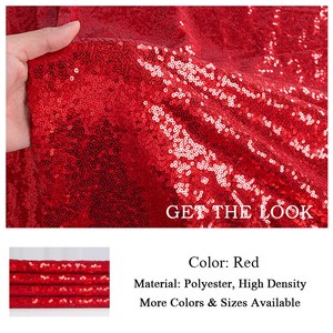 Chất Lượng Cao Pháp Căng Long Lanh Polyester Thêu Bridal Gown Wedding Dress 3Mm Phẳng Màu Đỏ Sequin Lưới Vải Cô Gái Chàng Trai - Product Image 3