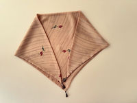 Écharpe triangulaire en soie vintage à fleurs de tulipes, bordure à franges exquise, personnalisation possible