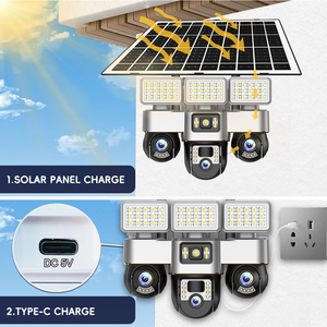 Daha Ucuz Güneş Enerjili 4G Güvenlik Kamerası Dış Mekan 3 Lensli, Güneş Panelinde LED Aydınlatmalı, Enerji Tasarrufu Modlu - Product Image 2