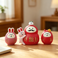 Figurine en résine de chat porte-bonheur japonais, fée musicale, cadeau porte-bonheur, décoration de bureau créative, petit objet