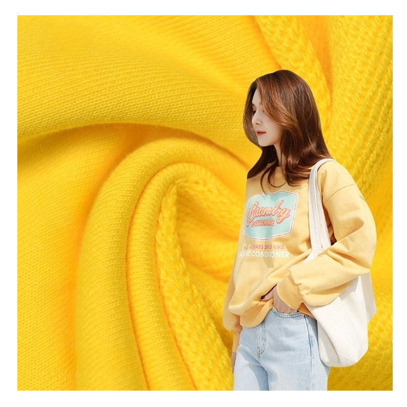 400GSM 100% Cotton French Terry Hoodie Fabric Textile Raw Material Plain Heavyweight Cotton Knitted French Terry Fabric