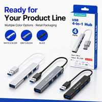 Hub Mini Aluminium Alloy dengan 5 Port USB 2.0 untuk Pengisian Daya & Transfer Data Komputer-Ponsel Tanpa Perlu Colokan Tersedia dalam Stok