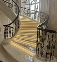 Escalier en colimaçon massif et extravagant de style européen, marbre de luxe haut de gamme, pierre naturelle pour villas et appartements