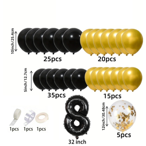 Negro oro 1st 2nd confeti globos de látex arco Kit guirnalda conjunto bebé niña niño Feliz cumpleaños decoración fiesta suministros - Product Image 2