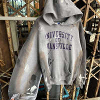 Sweat à capuche vintage en coton 100% lourd, style streetwear, déchiré et usé, pour homme, coupe oversize, avec impression DTG personnalisable