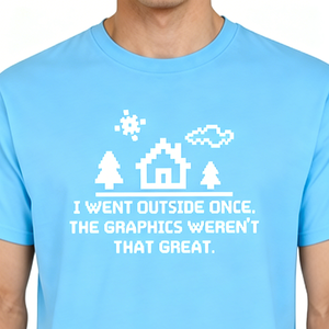 Maglietta da uomo Retro Pixel Gamer con slogan divertente: Andai fuori una volta e i grafici non erano fantastici, in cotone - Product Image 3