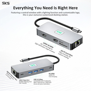 Base de Conexión Hub Tipo-C 10 en 1, Carga Rápida de 100W, <span class=keywords><strong>Ethernet</strong></span> RJ45, 4K para Puertos <span class=keywords><strong>USB</strong></span> 3.0, Aleación de Aluminio, Escáner de Código de Barras - Product Image 2