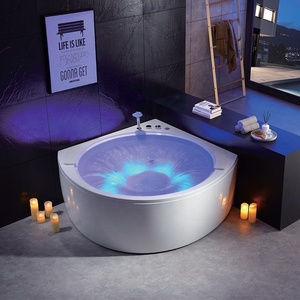 Petite baignoire ronde en acrylique multifonctionnelle pour deux personnes, baignoire autoportante - Product Image 3