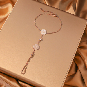 Chaîne de main octogonale avec calligraphie <span class=keywords><strong>arabe</strong></span>, bracelet et bague, en acier inoxydable 316L, chaîne esclave, harnais de main bohème, bijoux en gros - Product Image 3