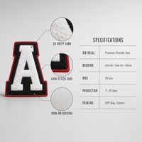 Patch en chenille personnalisé avec drapeau américain, lettre brodée, à coller à chaud pour veste, chapeau, vêtement de sport, patch en chenille drapeau américain
