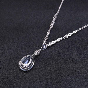 Colgante collar con plata de primera ley cuarzo para mujer, cadena de eslabones, plata esterlina 925, Cuarzo Natural místico, para boda, 10,68 quilates - Product Image 3
