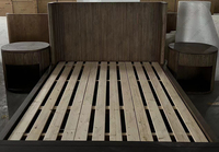 Lit King Size FERLY en Chêne Massif de Luxe, Fabriqué à la Main, Mobilier de Chambre Moderne, Couleur Personnalisée, pour Maison, Hôtel, Villa, Resort