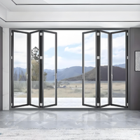 Vente d'usine - Porte pliante extérieure en aluminium pour résidence, double vitrage, porte accordéon pour patio
