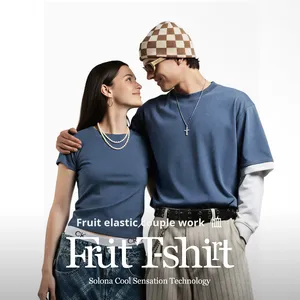 T-shirt unisexe en coton élastique 220g à col rond, nouvelle collection printemps-été 26, streetwear tendance, couleur unie, manches courtes - Product Image 2