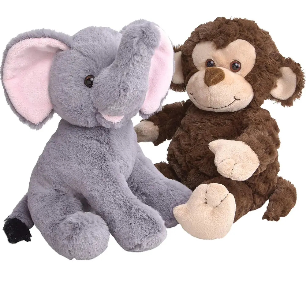 קוף פיל חיות ממולאות צעצועי קטיפה רכים חמודים חברים מחובקים מתנה נהדרת יום הולדת לפסחא חיות ממולאות ללא מילוי