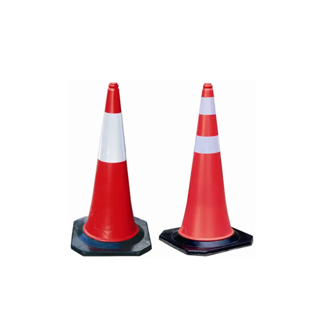 100 Cm HDPE Oranye Neon Reflektif Jalan Lalu Lintas Keselamatan Kerucut PE Traffic Cone dengan Dasar Karet