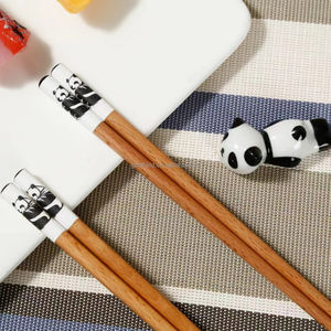 Экологичные деревянные палочки для еды с пандой в китайском стиле с керамическим держателем и чашей многоразовые столовые приборы для элитного делового подарка - Product Image 3