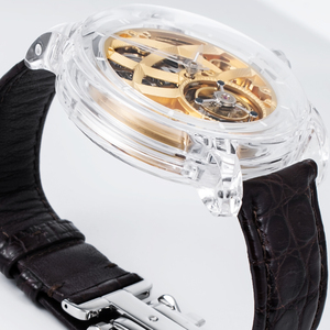 Montre squelette tourbillon de luxe en cristal de saphir, mouvement mécanique automatique, bracelet en cuir véritable, montre haut de gamme pour homme - Product Image 2