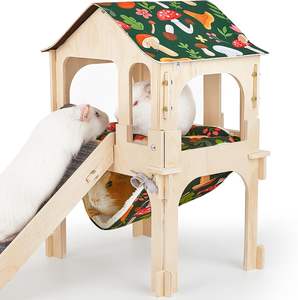 Gabbia per Piccoli Animali con Telaio in Legno e Coperchio Rimovibile Trasparente - Facile da Pulire per Criceti e Porcellini d'India - Product Image 6